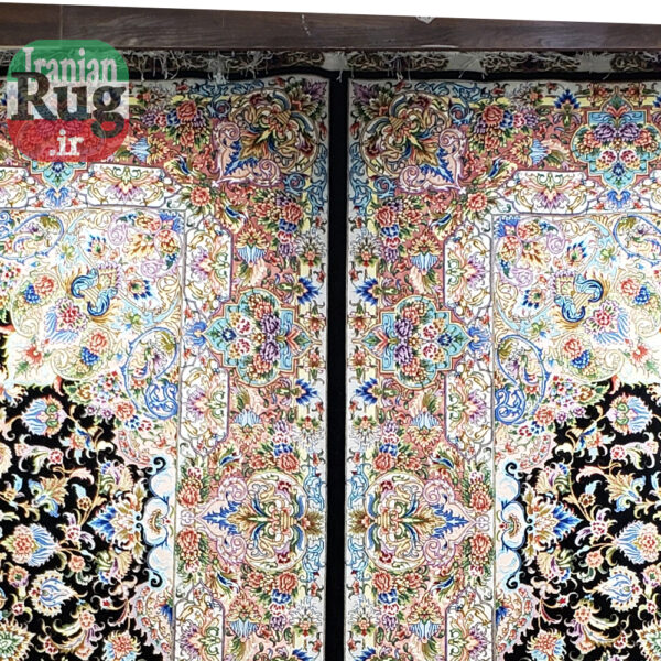PERSIAN-Rug-TABRIZ-Handmade-Black-DOUBLE-Rug-Hoseinpour-2.5x3.5m---8x10ft-#1140D--connection-line