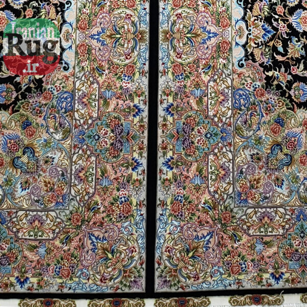 PERSIAN-Rug-TABRIZ-Handmade-Black-DOUBLE-Rug-Hoseinpour-2.5x3.5m---8x10ft-#1140D--connection-line3