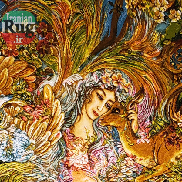 Wall-Hanging-Persian-Rug-Tabriz-Embossed-Circle-of-Being--0.89x1.29m--1.97x4.23ft-#7210--close-up