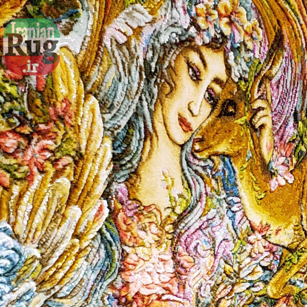 Wall-Hanging-Persian-Rug-Tabriz-Embossed-Circle-of-Being--0.89x1.29m--1.97x4.23ft-#7210--left-view-embossed