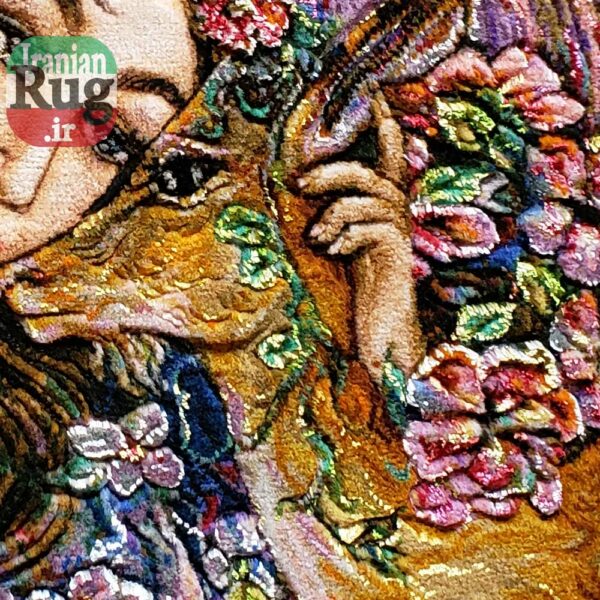 Wall-Hanging-Persian-Rug-Tabriz-Pictorial-Circle-of-Existence-1.15x1.75m-3.8x5.74ft-#7216--Deer-details