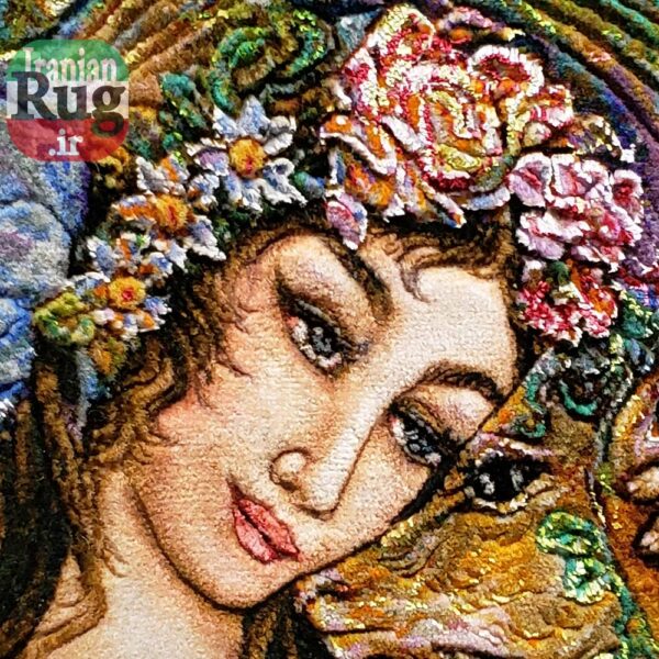 Wall-Hanging-Persian-Rug-Tabriz-Pictorial-Circle-of-Existence-1.15x1.75m-3.8x5.74ft-#7216--face
