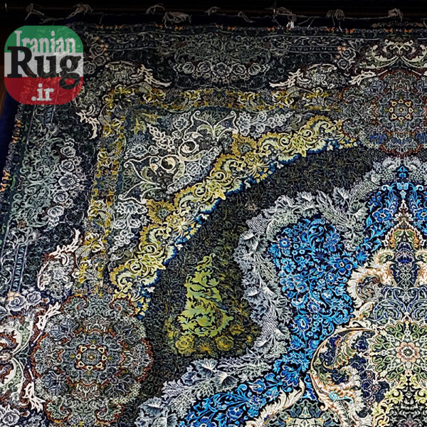 Wall-Hanging-Silk-QOM-PERSIAN-Rug-Handmade-Rug-2x3m---6x9ft-#2111-left-corner
