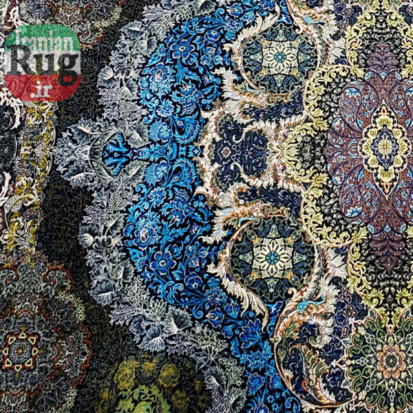 Wall-Hanging-Silk-QOM-PERSIAN-Rug-Handmade-Rug-2x3m---6x9ft-#2111-left-side