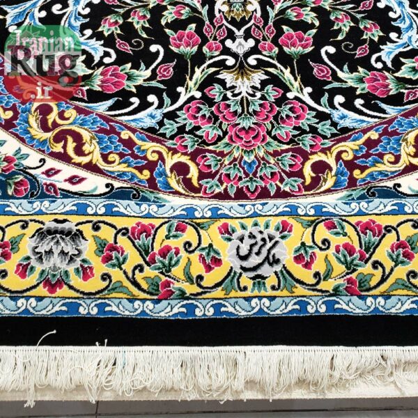 Yazd-PERSIAN-Rug-Handmade-Black-Rug-2.5x3.5m---8x10ft-#6101--bottom