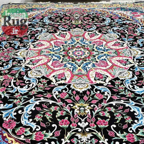 Yazd-PERSIAN-Rug-Handmade-Black-Rug-2.5x3.5m---8x10ft-#6101--c