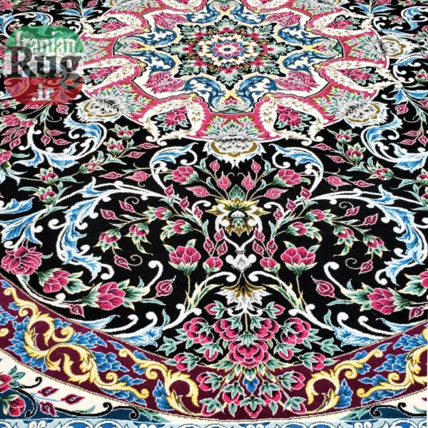 Yazd-PERSIAN-Rug-Handmade-Black-Rug-2.5x3.5m---8x10ft-#6101--center-and-bottom