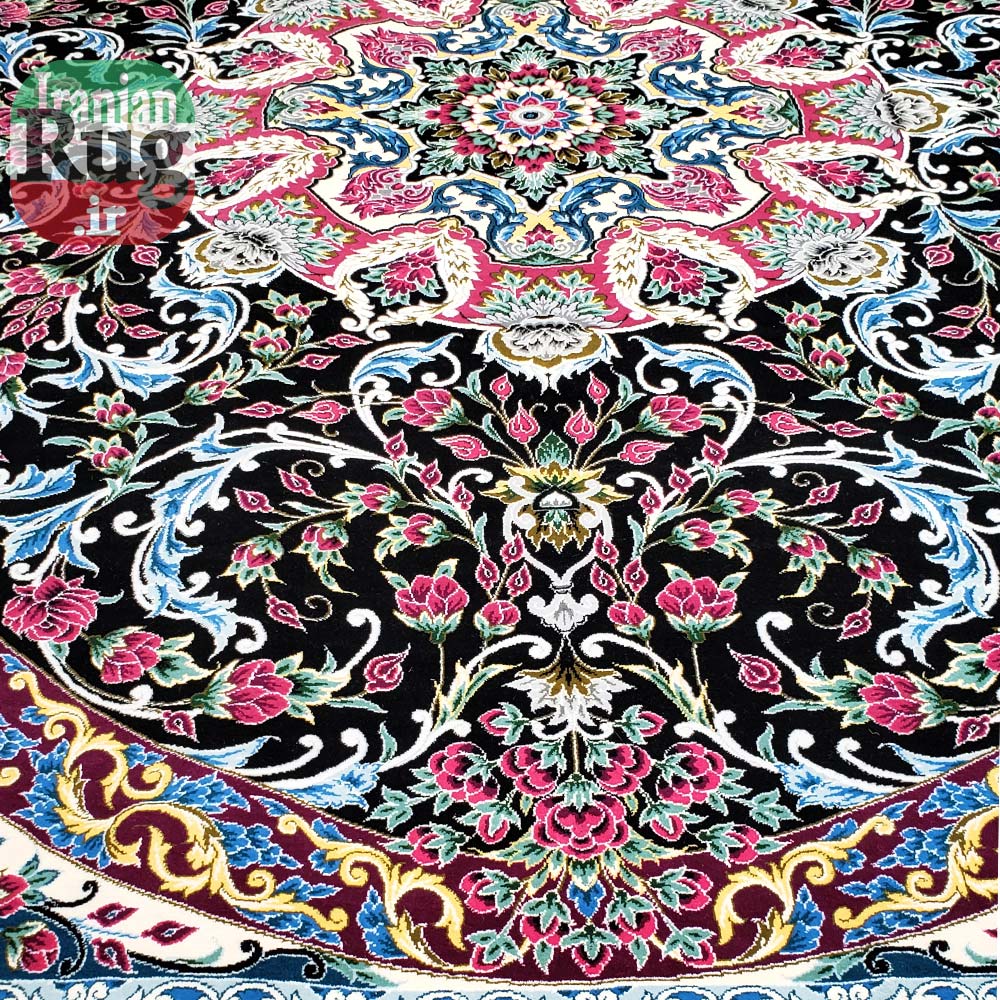 Yazd-PERSIAN-Rug-Handmade-Black-Rug-2.5x3.5m---8x10ft-#6101--center-and-bottom