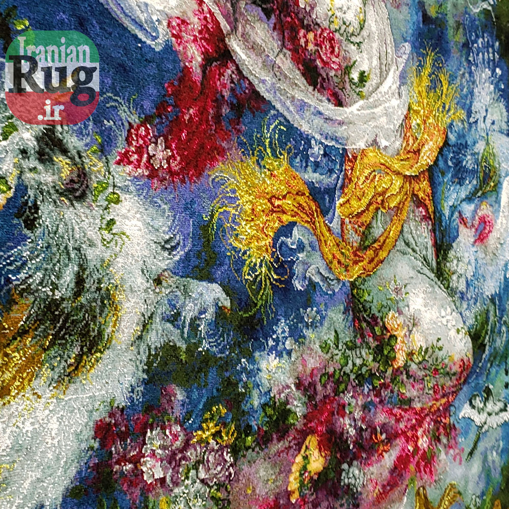 Wall-Hanging-Persian-Rug-Tabriz-Pictorial-Morning-Blossom-1x1.5m-3.28x4.92ft-#7217--bottom-obliaue-view