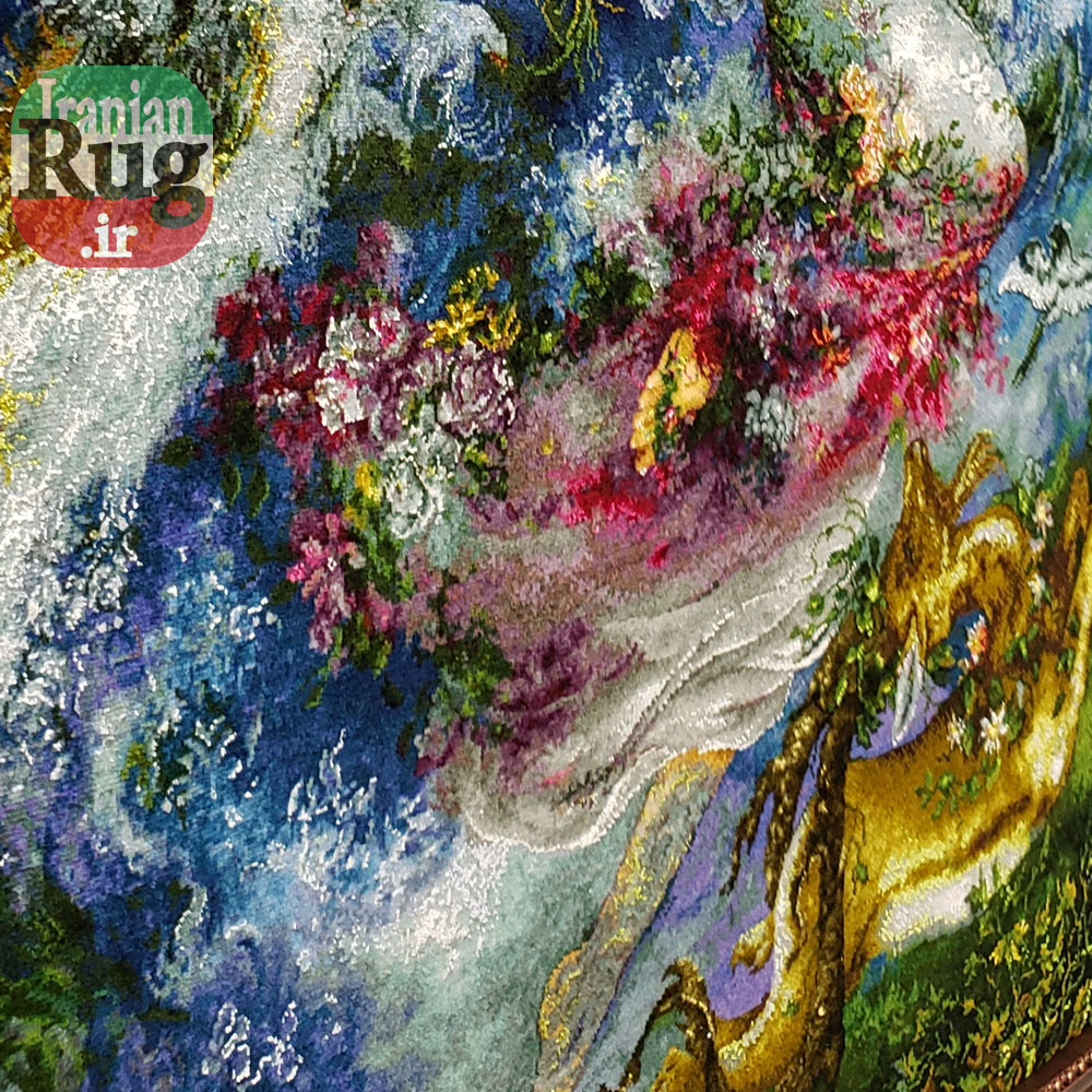Wall-Hanging-Persian-Rug-Tabriz-Pictorial-Morning-Blossom-1x1.5m-3.28x4.92ft-#7217--bottom-obliaue-view2