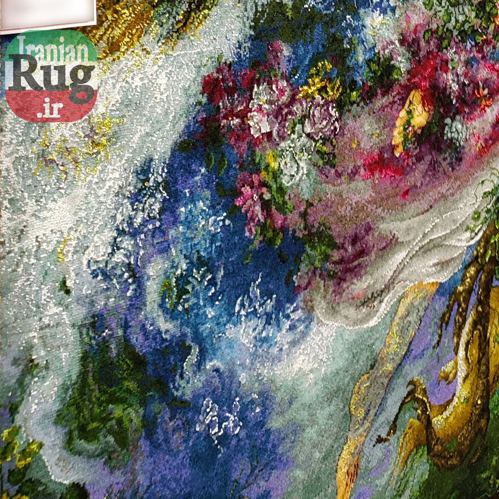 Wall-Hanging-Persian-Rug-Tabriz-Pictorial-Morning-Blossom-1x1.5m-3.28x4.92ft-#7217--bottom-obliaue-view4