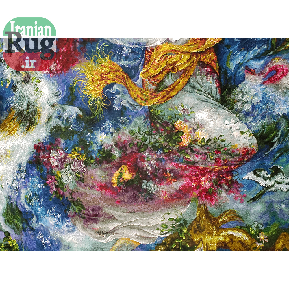 Wall-Hanging-Persian-Rug-Tabriz-Pictorial-Morning-Blossom-1x1.5m-3.28x4.92ft-#7217-center-detaill2