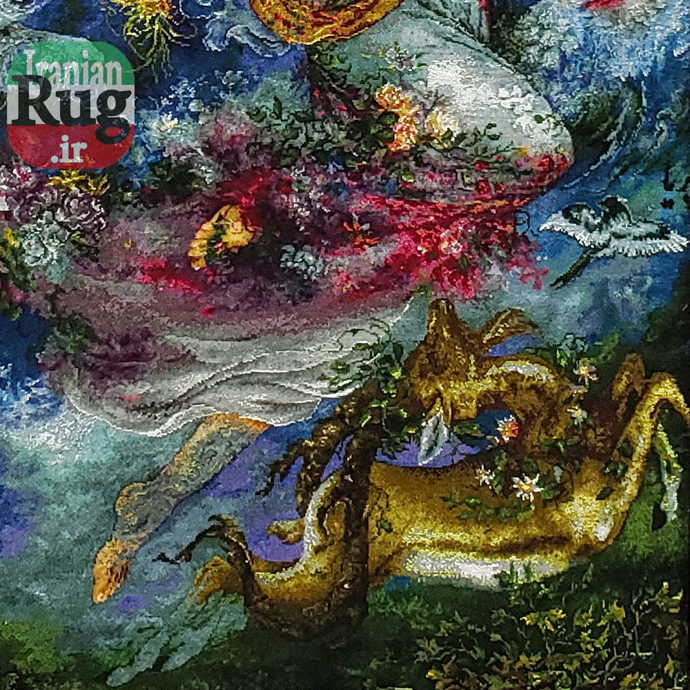 Wall-Hanging-Persian-Rug-Tabriz-Pictorial-Morning-Blossom-1x1.5m-3.28x4.92ft-#7217-face-lower-corner