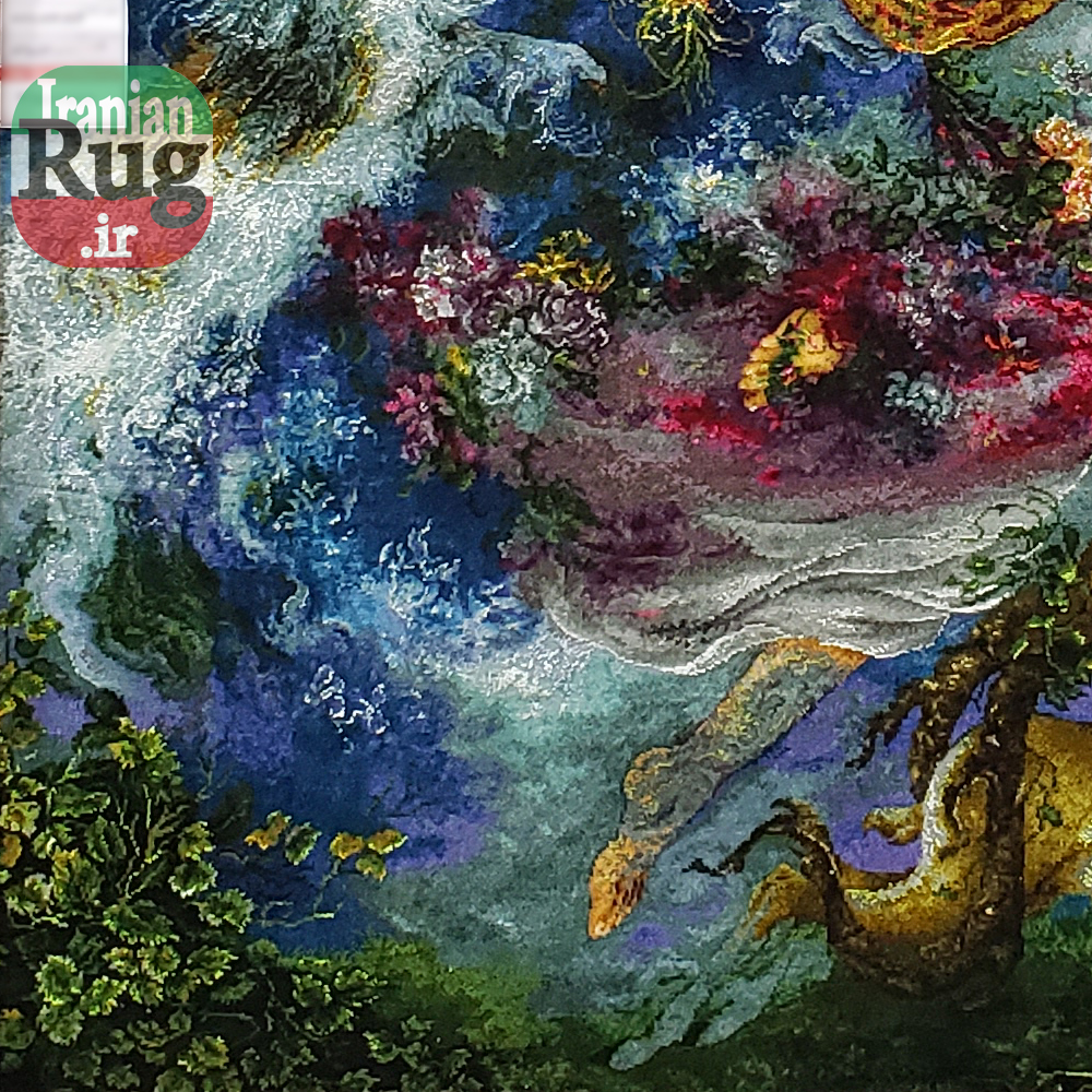Wall-Hanging-Persian-Rug-Tabriz-Pictorial-Morning-Blossom-1x1.5m-3.28x4.92ft-#7217-face-lower-corner2