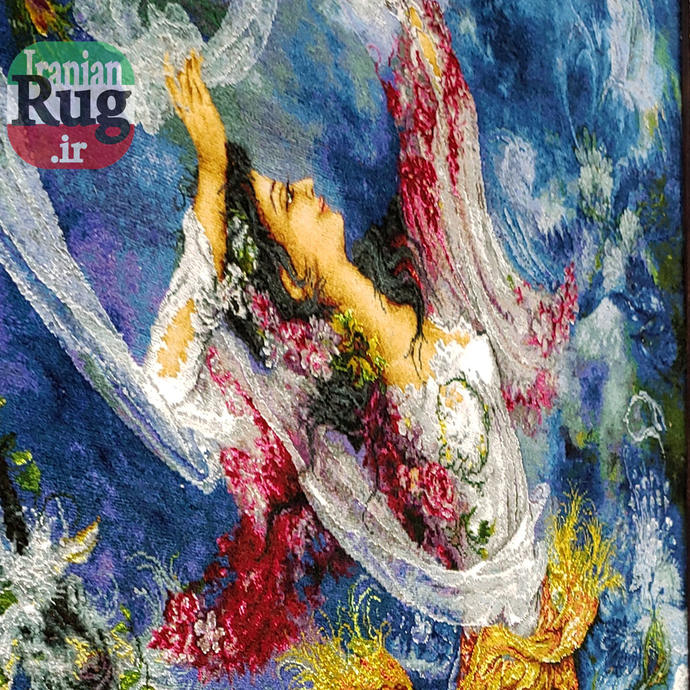 Wall-Hanging-Persian-Rug-Tabriz-Pictorial-Morning-Blossom-1x1.5m-3.28x4.92ft-#7217-face-oblique-view