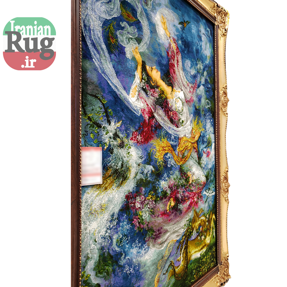 Wall-Hanging-Persian-Rug-Tabriz-Pictorial-Morning-Blossom-1x1.5m-3.28x4.92ft-#7217--oblique-view